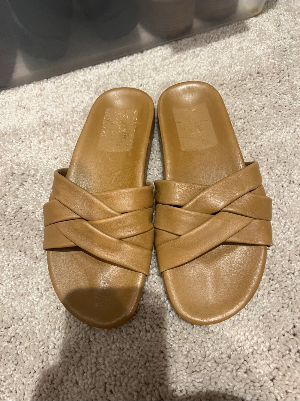 Seychelles Cognac Crisscross Slide Sandals